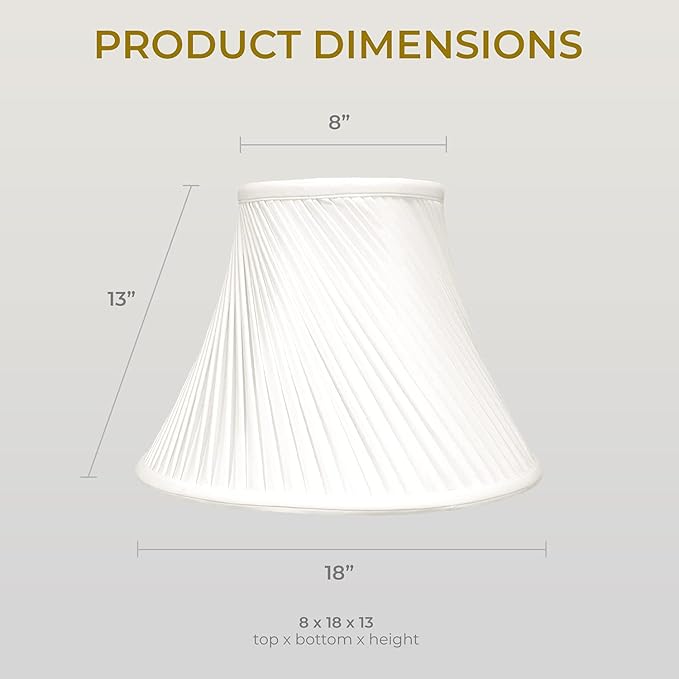 Royal Designs Twisted Pleat Basic Lamp Shade, White, 8 x 18 x 13