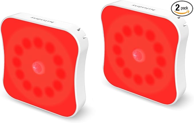 Red Motion Sensor Night Lights Rechargeable Battery Night Light Magnetic Red Light Night Lights for Sleep Aid, Bathroom, Hallway, Stair, Bedroom, Travel, 2 Pack