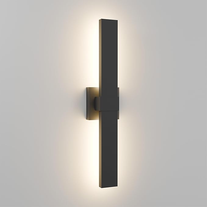 LamQee 23.6 In Aluminum Long Outdoor Wall Lights, 3000K 1303LM LED Waterproof IP65, Modern Exterior Lighting Fixture Linear Outdoor Sconce Wall Mount Outside Lighting for House Porch Patio Garage Door