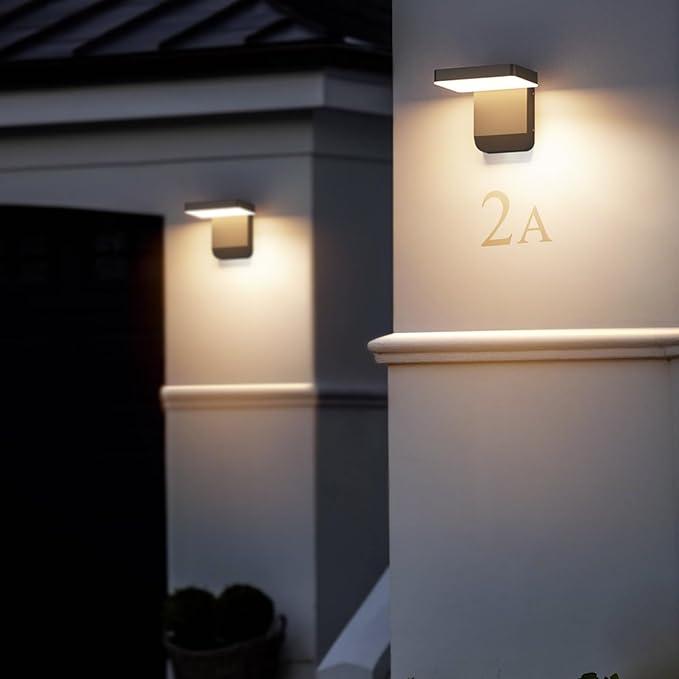 2-Pack Outdoor Rotatable Wall Lights 350° Adjustable Head Modern Porch Light LED Wall Sconce Black Exterior Wall Lights Modern Lights for House, 3000K