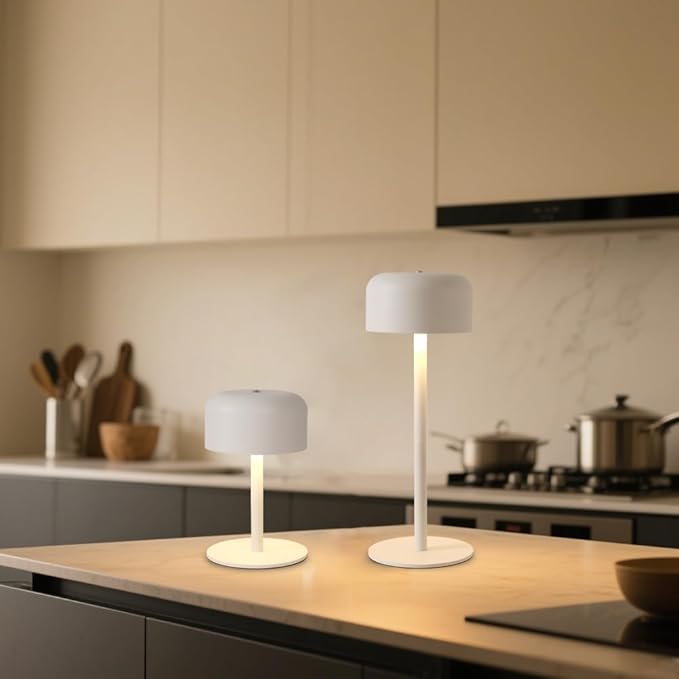 Cordless Table Lamps Set of 2, 6000mAh Rechargeable Battery Powered Lamp, 3 Color Stepless Dimming LED Table Light with Memory Function, Portable Table Light for Outdoor/Indoor/Restaurant (White)
