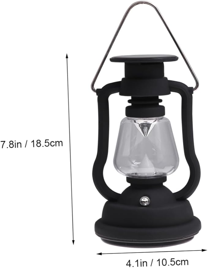 Rechargeable Solar Retro Horse Lantern Portable Multi Function Camping Light with Hand Power Lantern for Hiking Emergency Use Black
