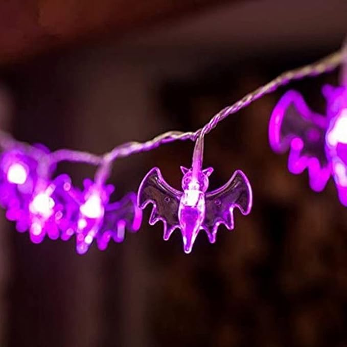 Halloween String Lights 10Ft 20 LEDs Battery Operated Outdoor Decorations Bat Lights for Halloween Party Decor