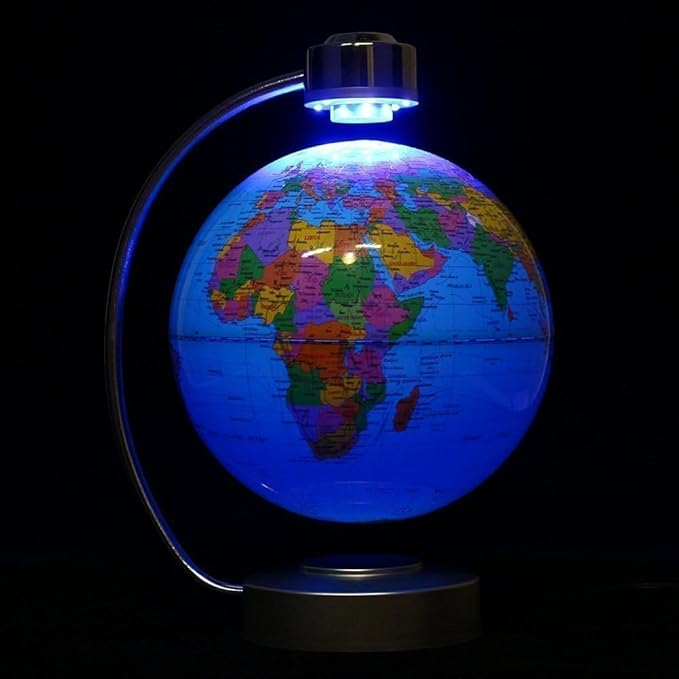 Magnetic Levitation Floating Globe NHSUNRAY 8'' Levitation Rotating Ball LED Illuminated World Map Earth for Desktop Office Home Decor (Navy Blue)