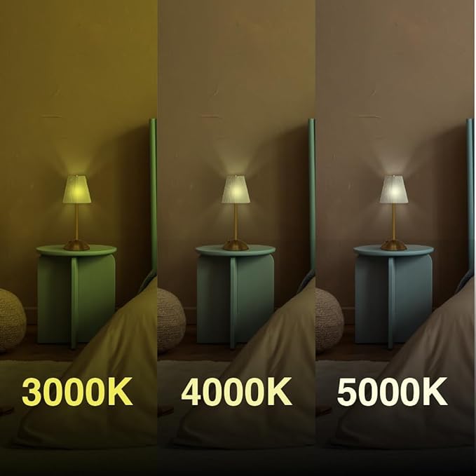 LEDVANCE Sylvania Cordless Lamp, LED Rechargeable Table Lamp with Battery Operated, USB-C, 3 Color Temperatures (3000/4000/5000K), Dimmable, Bedroom, Night Light, Coffee Shop, Brass - 1 Pack (66875)