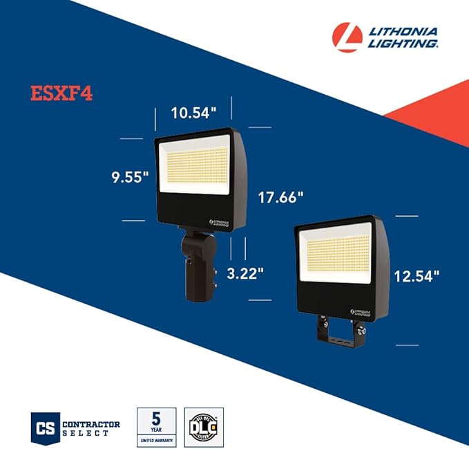 Lithonia Lighting All-in-One LED Flood Light, Waterproof LED Outdoor Light Fixture with Adjustable Brightness and Color Temperature, Yoke or Slipfitter Mount Dusk to Dawn Outdoor Lighting, MVOLT