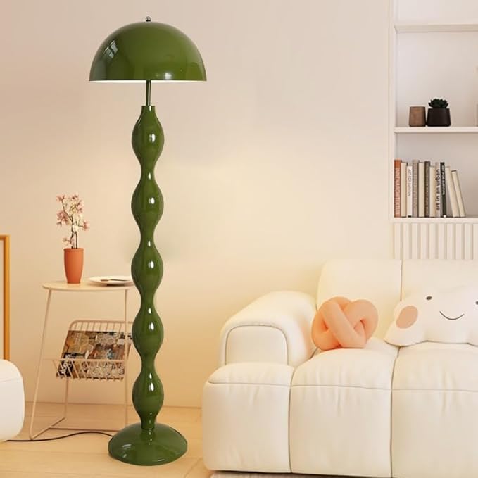 Green Floor Lamp for Living Room,59in Modern Cream Style Led Floor Light,3 Colors Unique Mushroom Floor Lamp,Tall Standing Light for Bedroom,Office,Corner(Bulb not Included)