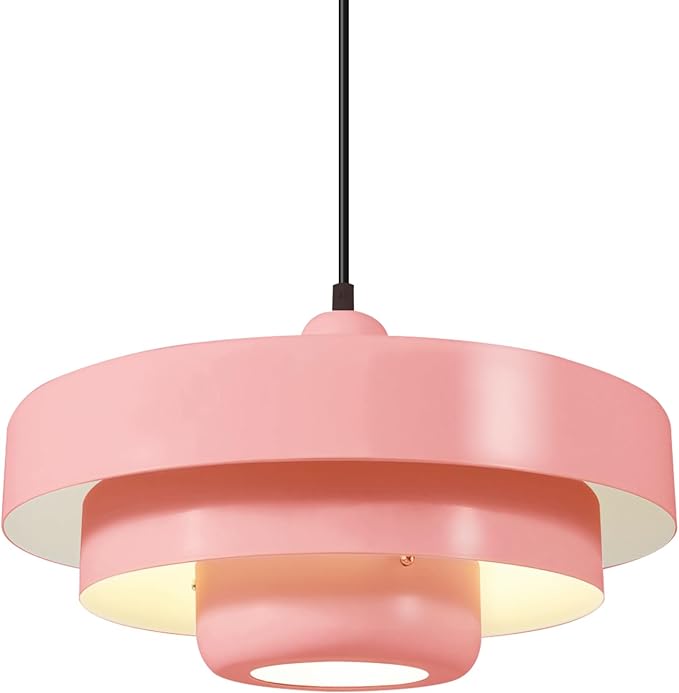 Pink Mid Century Chandelier, Adjustable Pendant Light with 59" Cord, Nordic Flush Mount Ceiling Fixture for Girls Bedroom, Apartment, Cafe, Dining Room
