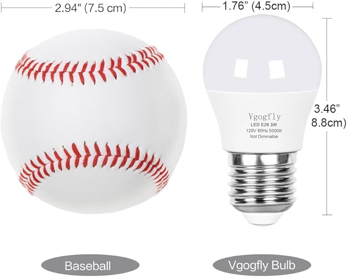 Vgogfly Led Light Bulb 25W- 3 Watt Equivalent Energy Efficient, Daylight 5000K, Non-Dimmable, E26 Base for Bedroom, Living Room Lamps - Long-Lasting, 2-Pack
