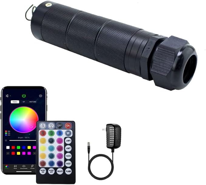 AZIMOM Bluetooth/RF Control 6W Car Use Sound Activated Fiber Optic Light Box Engine Music Sensor Mode RGBW Starlight Engine Driver for Car Indoor Star Lighting Decoration