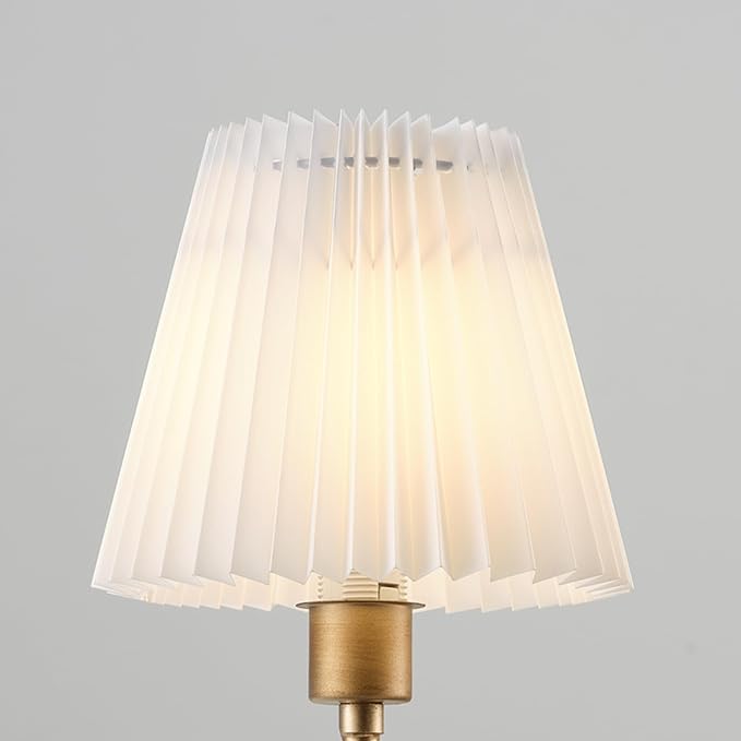 5 Pack White Pleated Chandelier Shade, 4" Top x 6" Bottom x 6" High Hardback Lampshade, 4x6x6 Inch Linen Fabric, Perfect Fit for 5-Light Pendant Light Wall Sconce, Clip On Bulb E12 Socket(Large Size)