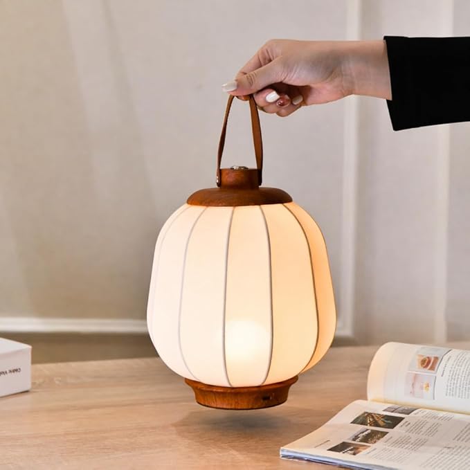 Cordless Rechargeable Lanterns Table Lamp - LED Outdoor Light,4000 mAh Battery Operated,3 Color Dimming Touch Desk Lamps with Handle for Bedroom/Living Room/Restaurant/Camping