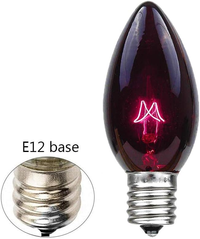 GOOTHY 25 Pack C7 Halloween Replacement Light Bulbs, Transparent Black Light Purple Bulbs for Halloween Outdoor Patio String Lights, C7/E12 Candelabra Base, 5 Watt Night Light Bulbs, Dark Purple