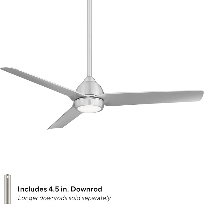 Mocha Indoor/Outdoor 3-Blade Smart Compatible Ceiling Fan 54in Brushed Aluminum with 3000K LED Light Kit and Remote Control with Wall Cradle. Works with iOS/Android, Alexa, and Google Assistant.