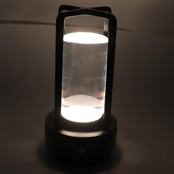 Cordless Table Lamp, Crystal Lampshade 3 Color Temperatures Touch Control USB Rechargeable LED Desk Lamp for Home (Black)