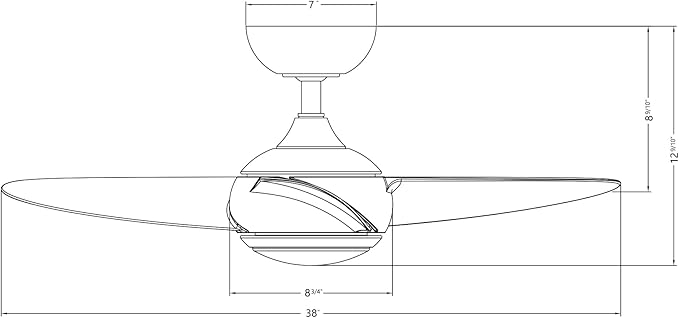 WAC F-094L-SB/MB Loft 38" Outdoor Ceiling Fan with LED Lights and Remote, Soft Brass Matte Black