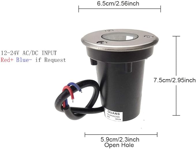 QUANS 3W Watt 12V 24V DC AC Low Voltage in Ground Well Outdoor LED Light, in-Ground Landscape Lighting Spotlight for Deck, Step, Pathway, Driveway, Garden, Yard, Patio (Cool White, 4 Pack)