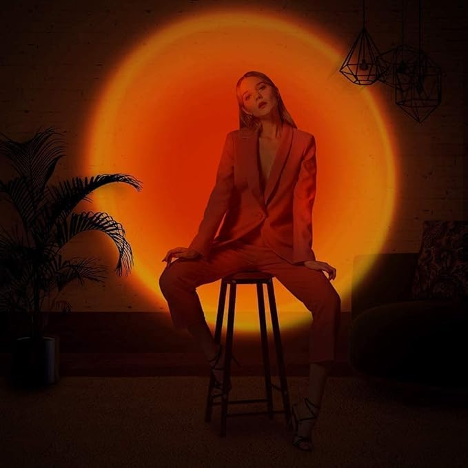 Eternal Sunset Projection LampRomantic Display in Party Bedroom Living Room, Sunset Projector for Living Room Bedroom Hotel Restaurant Decor Live Stream Ins Photography TikTop (Sunset red)