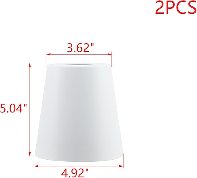 MY MIRONEY 2PCS White Barrel Metal Lampshade Hardware E27 Industrial Pendant Light Shade Vintage Chandelier Lamp Shades Cone Bulb Guard Table Desk Lamp Cover, 5.04" Height