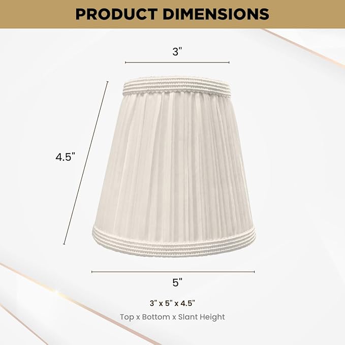 Royal Designs, Inc. CS-1052-5EG-6 Designer Mushroom Pleat Empire Chandelier Lamp Shade, 3 x 5 x 4.5, Eggshell, 6-Pack