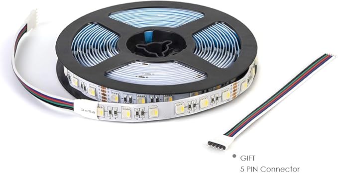 BTF-LIGHTING 5050 RGBW RGB+Cool White(6000K-7000K) 4 Colors in 1 LED Tape Light DC24V 5m 16.4ft 60LED/m Multi-Colored IP30 White 12mm PCB for Bedroom Kitchen Home Decoration(No Adapter or Controller)