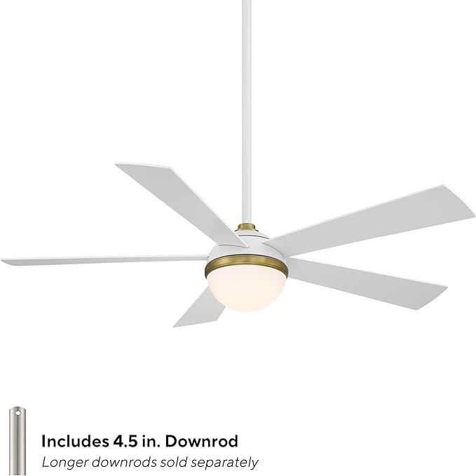 WAC Lighting Eclipse 5-Blade Aluminum Smart Ceiling Fan in Brass/Matte White