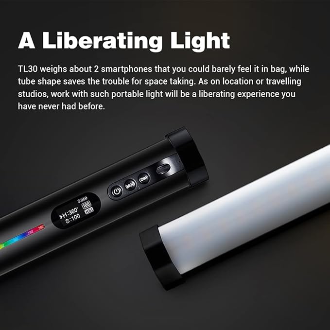 Godox TL30 RGB Tube Light LED Light 8W 2700K-6500K Built-in Lithium Battery Smartphone APP Control (Godox TL30-K4)