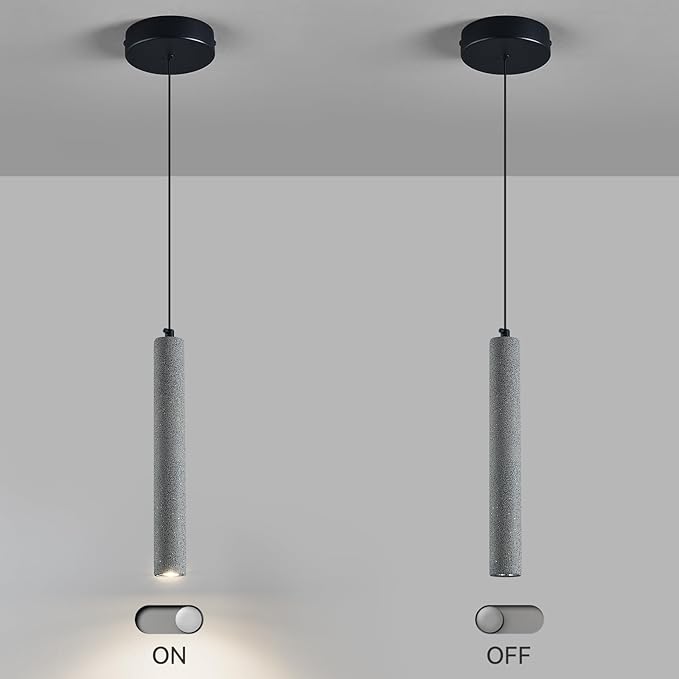 Concrete ﻿Linear Black Pendant Light,Modern Industrial Hanging Cement Pendant Lighting Fixture for Kitchen Island Dinning Room Bedroom Bedside Table Pendant Lights(3-Pack)