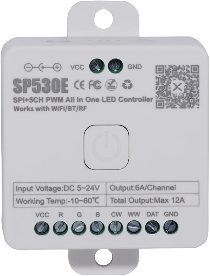 SP530E WiFi Alexa Voice Controller, Ws2812b Ws2811 Led Lights Controller, RGB RGBW RGBCCT Bluetooth Controller 5V-24V, LED Pixel Light Controller for WS2813 WS2815 SK6812