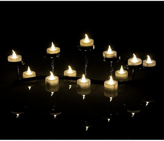 AGPTEK Timer Flickering Tea Lights,24 Pack Flickering LED Candles with Timer Battery-Operated Flameless Tealight Candles for Wedding Holiday Party Home Decoration-Warm White