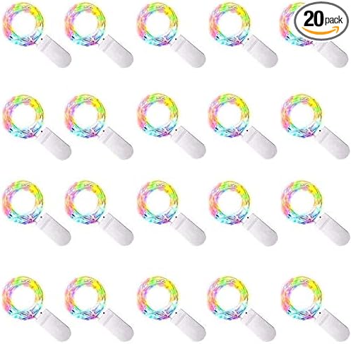 20 Pack Fairy Lights Battery Operated, 20 LED String Lights Mason Jar Lights, Waterproof Copper Wire Mini Lights String Firefly Light for Wedding, Table, Party, Christmas Decor (Multicolor)