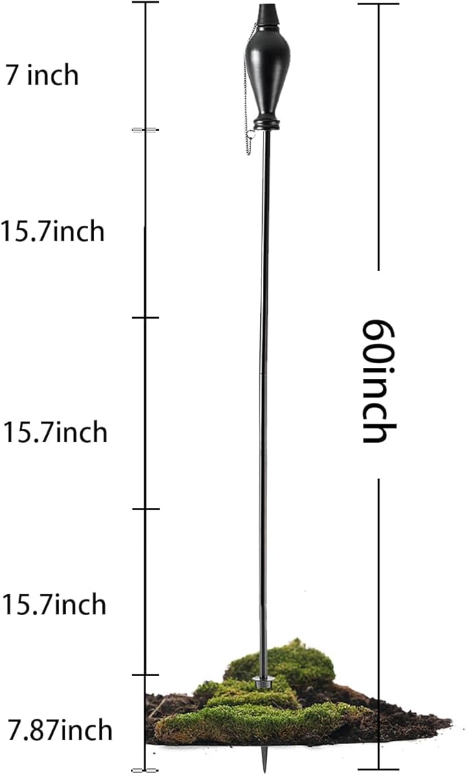 Metal Citronella Torches Outdoor,6 Pack,60 Inch Tall Flame Metal Torches for Yard,Citronella Candles Outdoor,Black Torch Canister Replacement for Backyard Pathway Patio Party