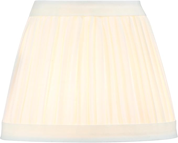 Aspen Creative 51511-2, Hardback Empire Transitional Clip-On Chandelier Lamp Shade, Mushroom Pleated Off-White Faux Silk Fabric, 3" Top x 5" Bottom x 4" Slant Height, Set of 2