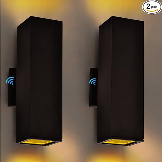 Up and Down Lights Outdoor Wall Light Dusk to Dawn, Exterior Light Fixture Wall Mount 2 Pack, Matte Black Front Porch Light, IP65 Outdoor Wall Sconce for Patio, Garage, Front Door - ETL Listed