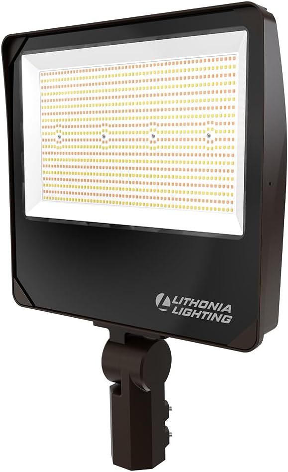 Lithonia Lighting All-in-One LED Flood Light, Waterproof LED Outdoor Light Fixture with Adjustable Brightness and Color Temperature, Yoke or Slipfitter Mount Dusk to Dawn Outdoor Lighting, UVOLT