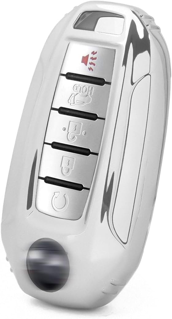 x xotic tech Silver TPU Key Fob Shell Full Cover Case,Compatible with Infiniti Q50 Q60 QX50 QX55 QX60 Smart Keyless Entry Key
