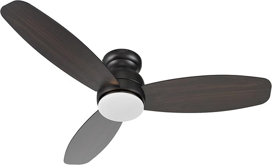 Carro Ceiling Fan with Lights, Indoor & Outdoor Ceiling Fan, 52" Low Profile DC Smart Ceiling Fan Compatible with Alexa, Siri, Google Home & Smart APP, Dark Walnut