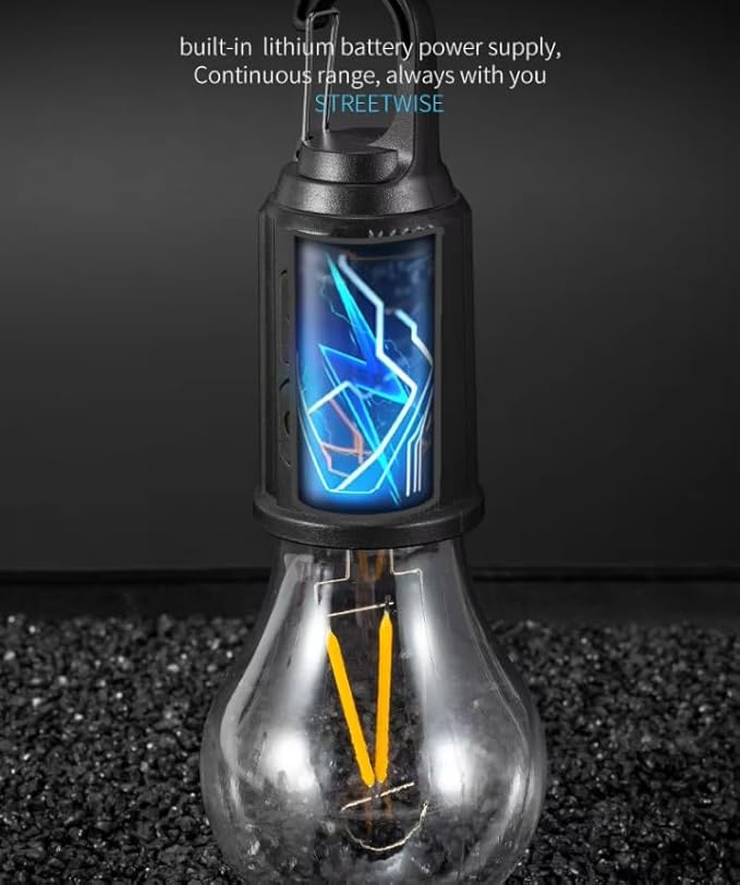 4 Pack Camping Lights Rechargeable, Hanging Tent Lights Bulb with Hook, Timer Function, 3 Lighting Modes Tent Lamp for Camping, Hiking, Backpacking, Emergency Outage (White)