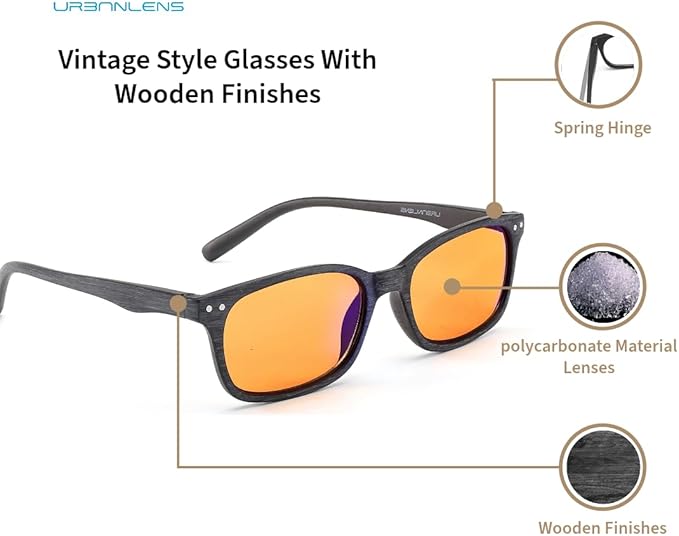 Blue Light Blocking Reading Glasses - For Better Sleep, Reduce Eye Strain for Women + Men, With Wooden Finishes