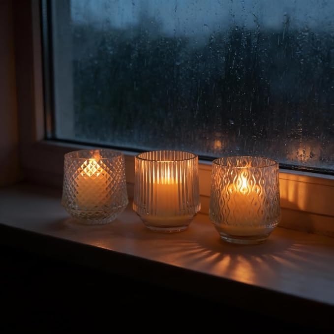 Rechargeable Flameless LED Candles Set – Crystal Clear Glass, Real Wax, Warm White Flicker, Remote & Timer, Spring Home Decor for Women, USB Rechargeable