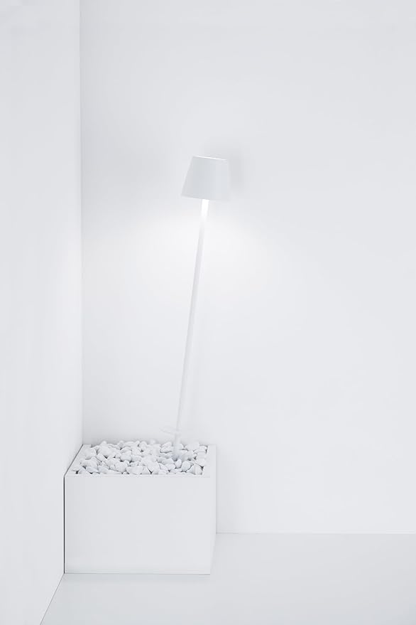 Zafferano, Poldina Peg Pro Magnetic, Rechargeable Cordless Garden Lamp with Touch Controls, Suitable for Garden,Patio and Pathways, Dimmer, 2200-3000 K, Height 23.6 Inches, White Color