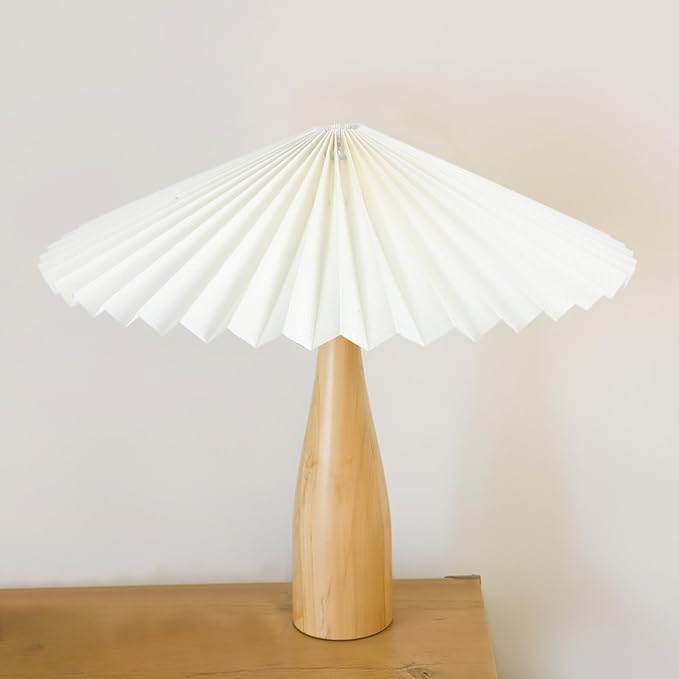 12.20 Inch Pleated Fabric Umbrella Lampshade with Rotatable Iron Frame Soft Light Diffuser Table Lamp Shade for Home Decoration
