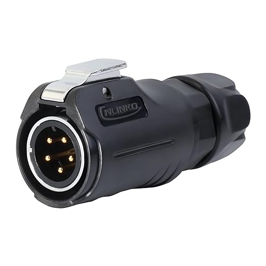 CNLINKO LP-12 5 Pin Connector IP68 Waterproof Circular Electrical Plug for Outdoor Equipment Solar Industrial Machinery DC 12V Threaded Single Port Metal-Reinforced Kit (5-Pin)
