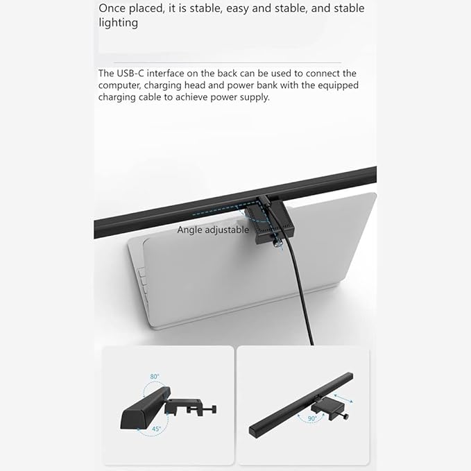Laptop Monitor Light Bar USB E- LED Work Light 3 Adjustable Color Temperature, No Screen