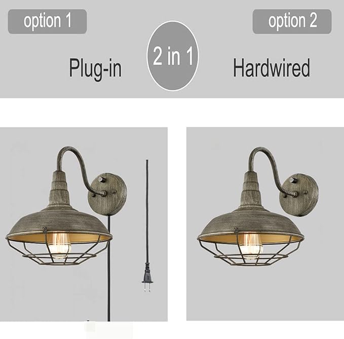 HOLKIRT Wall Sconce with Plug in Cord and On Off Switch,Retro Gooseneck Wall Light Fixtures for Bedroom Nightstand