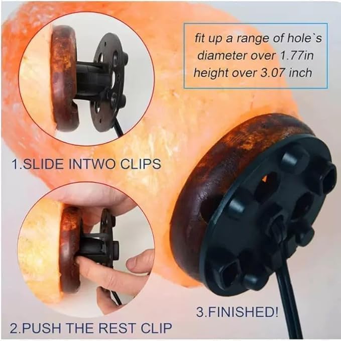 Himalayan Salt Lamp Cord Replacement Kit with Dimmer Switch & 6-Pack 15W E12 Halogen Bulbs, 5ft Cord Base Assembly for Salt Rock Lamps, 110V Adjustable Brightness Cord Set (1)