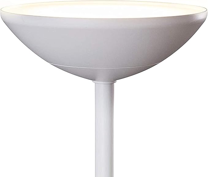 Brightech SkyLite LED Floor lamp, Torchiere Super Bright Floor Lamp for Living Rooms & Offices - 3 Way Dimmable Tall Torch Lamp, High Lumen Standing Pole Lamp for Bedroom Reading - White
