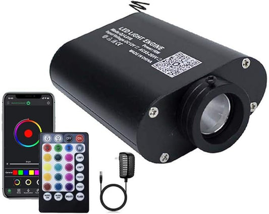 AZIMOM 16W Car Use Sound Activated Fiber Optic Light Box Engine Music Sensor Mode RGBW APP/Remote Control Starlight Engine Driver for Car Indoor Star Lighting Decoration
