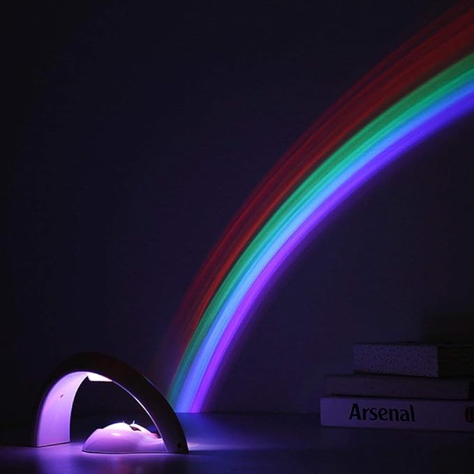 MIFXIN Rainbow Projector - Colorful LED Night Projection Light & Desk Lamp for Kids - 2 Modes, Battery Operated Table Light