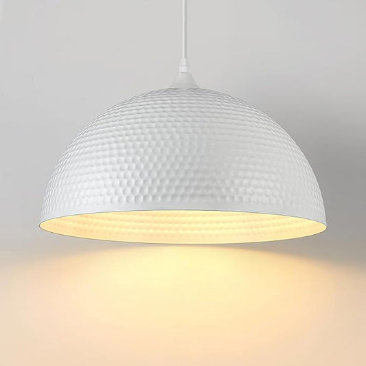White Dome Pendant Light 1 Pack, 16 inch Large Industrial Pendant Light, Farmhouse Kitchen Pendant Lighting, White Pendant Lights for Kitchen Island, Dining Room Living Room